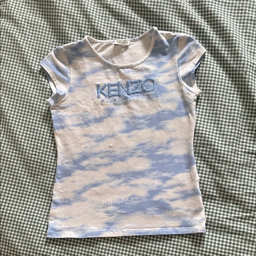 Kenzo Sky Blue and White Baby Tee